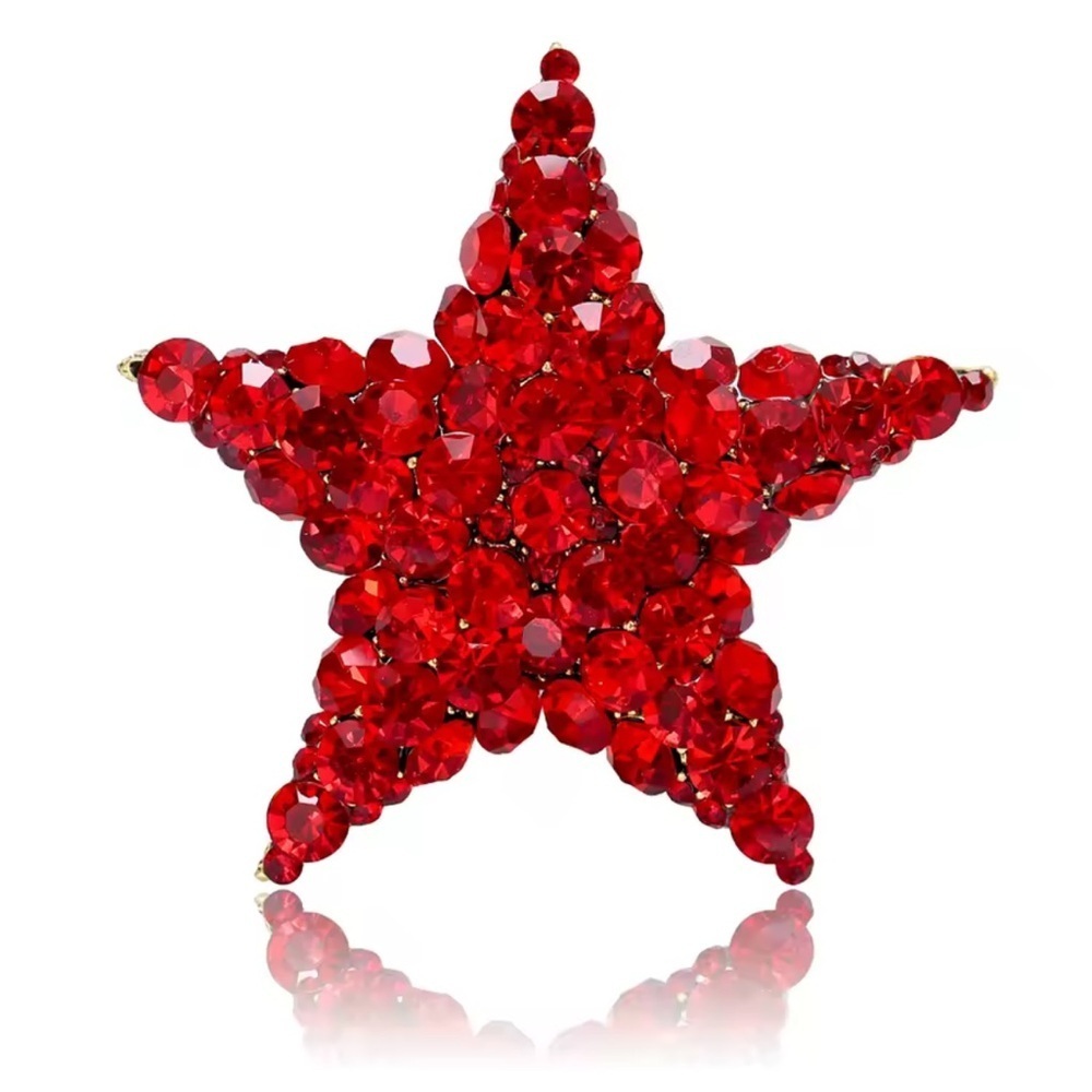 Red Star Wine Crystal Brooch - Picture 4 of 5